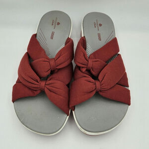 Clarks‎ Cloudsteppers Arla Dristi Red Slide Sandals Womens 8.5 Wide Comfort